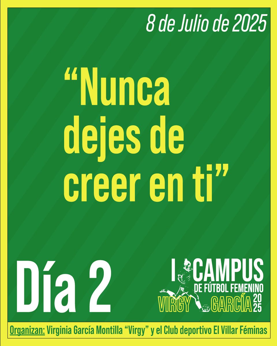 🌟Ayer fue el día 2 del Campus Virgy García🌟

Martes 8 seguimos con un segundo día de mucho fútbol y de nunca dejar de creer 🙌🏻