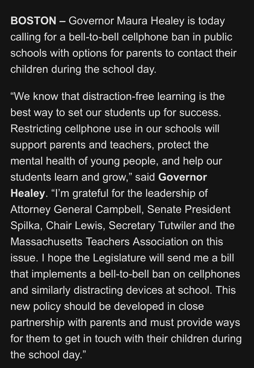 IanPickus's tweet image. As New York goes…
Mass. Gov. Healey backs a school cellphone ban