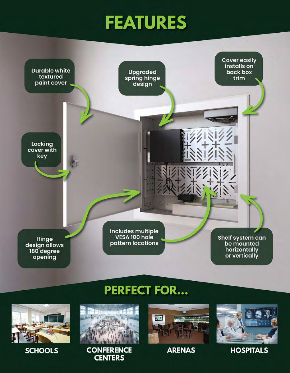 The PWB-320 and 320XL wall boxes now feature upgraded shelves with a spring hinge design, making them easier to remove and reinstall during installs or service. Built for AV and IT, they’re perfect for digital signage, hospitals, schools, and more. Learn more: