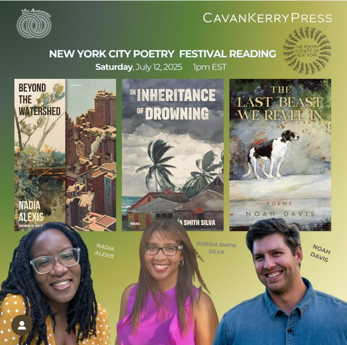 DorsĂa Smith Silva (@dsmithsilva) on Twitter photo What a dream to read with my amazing pressmates with CavanKerry at the New York City Poetry Festival on Saturday, July 12th at 1 pm at the Brinkley Stage! <a href="/CavanKerryPress/">CavanKerry Press</a> #poetry #poetrylovers #poet #poetrycommunity #writingcommunity #inspiration What a dream to read with my amazing pressmates with CavanKerry at the New York City Poetry Festival on Saturday, July 12th at 1 pm at the Brinkley Stage! <a href="/CavanKerryPress/">CavanKerry Press</a> #poetry #poetrylovers #poet #poetrycommunity #writingcommunity #inspiration