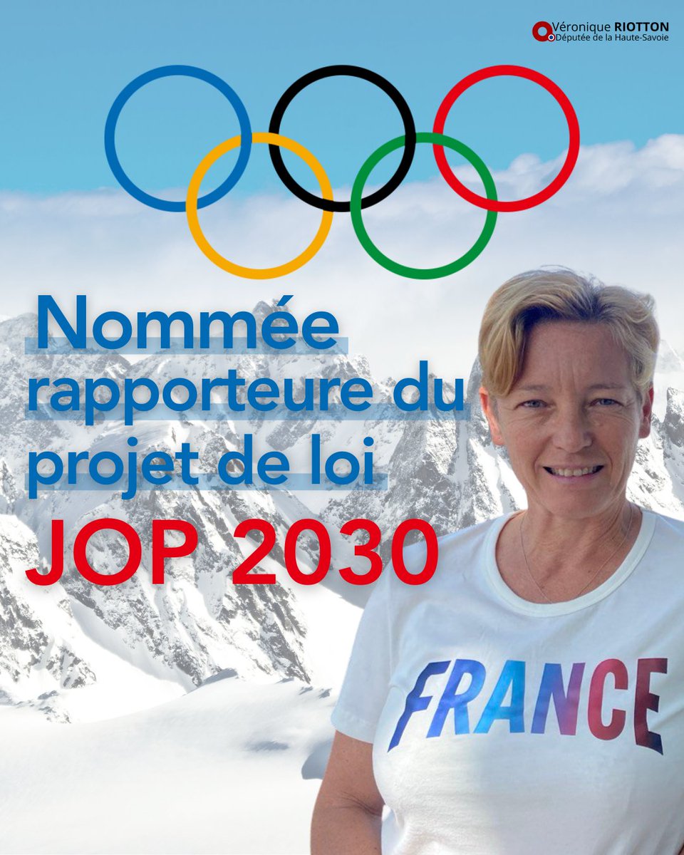 Honorée d'avoir été nommée rapporteure du projet de loi pour les Jeux Olympiques et Paralympiques d'hiver 2030 #JOP2030 . Une nomination hautement symbolique, au cœur d’un événement qui se déroulera chez nous, dans les #Alpes françaises. 🇫🇷