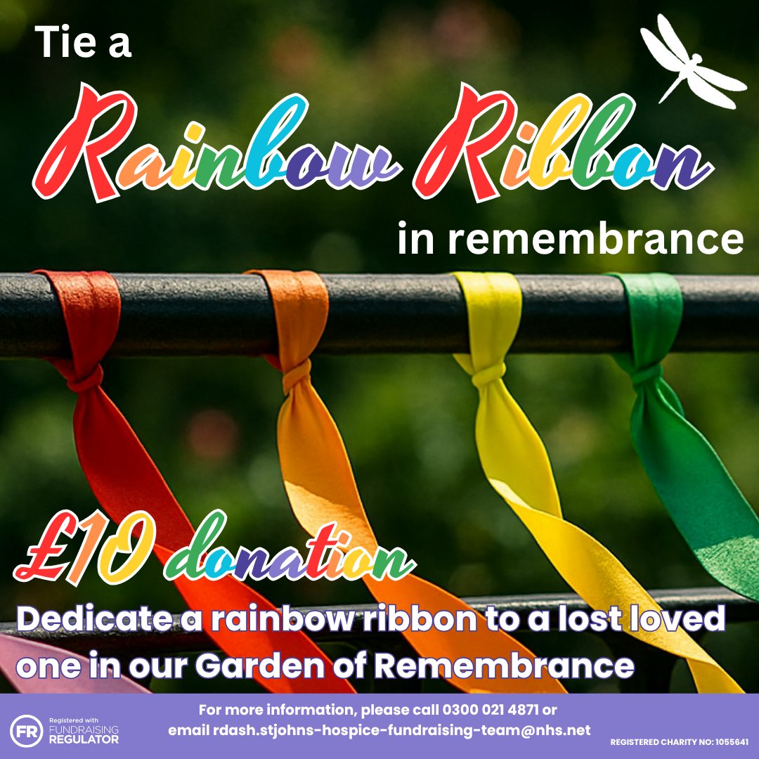 St Johns Hospice Doncaster (@stjohnshospice1) on Twitter photo Thanks to everyone who's already supported our Rainbow Ribbons campaign! If you'd like to dedicate a ribbon please phone our Fundraising Team on 03000 021 4871, or email rdash.stjohns-hospice-fundraising-team@nhs.net Thanks to everyone who's already supported our Rainbow Ribbons campaign! If you'd like to dedicate a ribbon please phone our Fundraising Team on 03000 021 4871, or email rdash.stjohns-hospice-fundraising-team@nhs.net