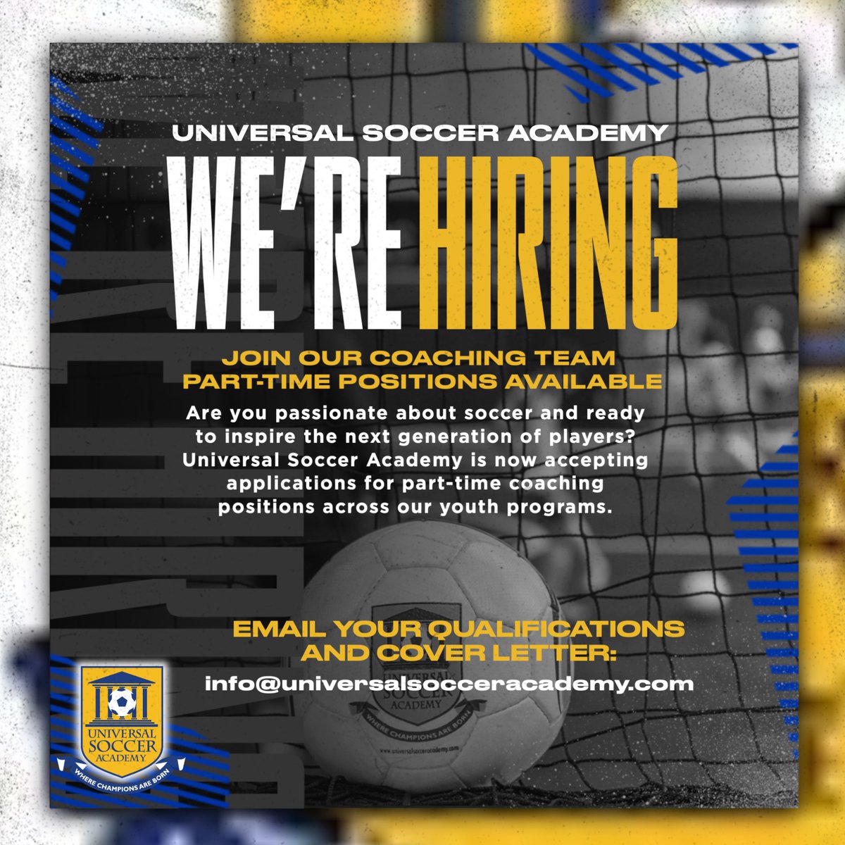 📣 Join Universal Soccer Academy's Coaching Team! Apply now: info@universalsocceracademy.com @univsocceracademy #univeresalsocceracademy