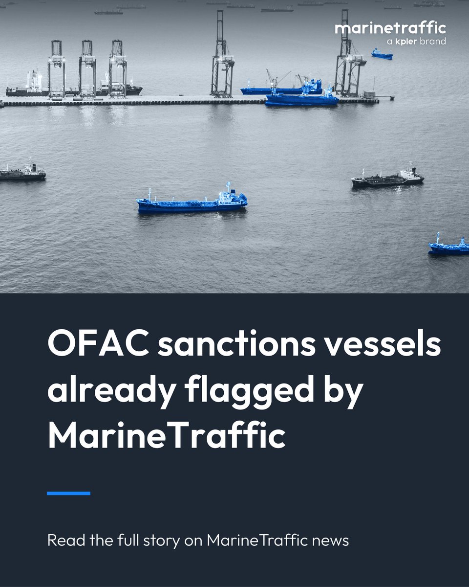 MarineTraffic's tweet image. Shadow fleet crackdown: OFAC tightens compliance

The U.S. Treasury’s Office of Foreign Assets Control (OFAC) latest sanctions hit both Iran’s oil-smuggling network and Hizballah’s financial arm, designating 12 new shadow tankers moving Iranian crude and LPG through deceptive…