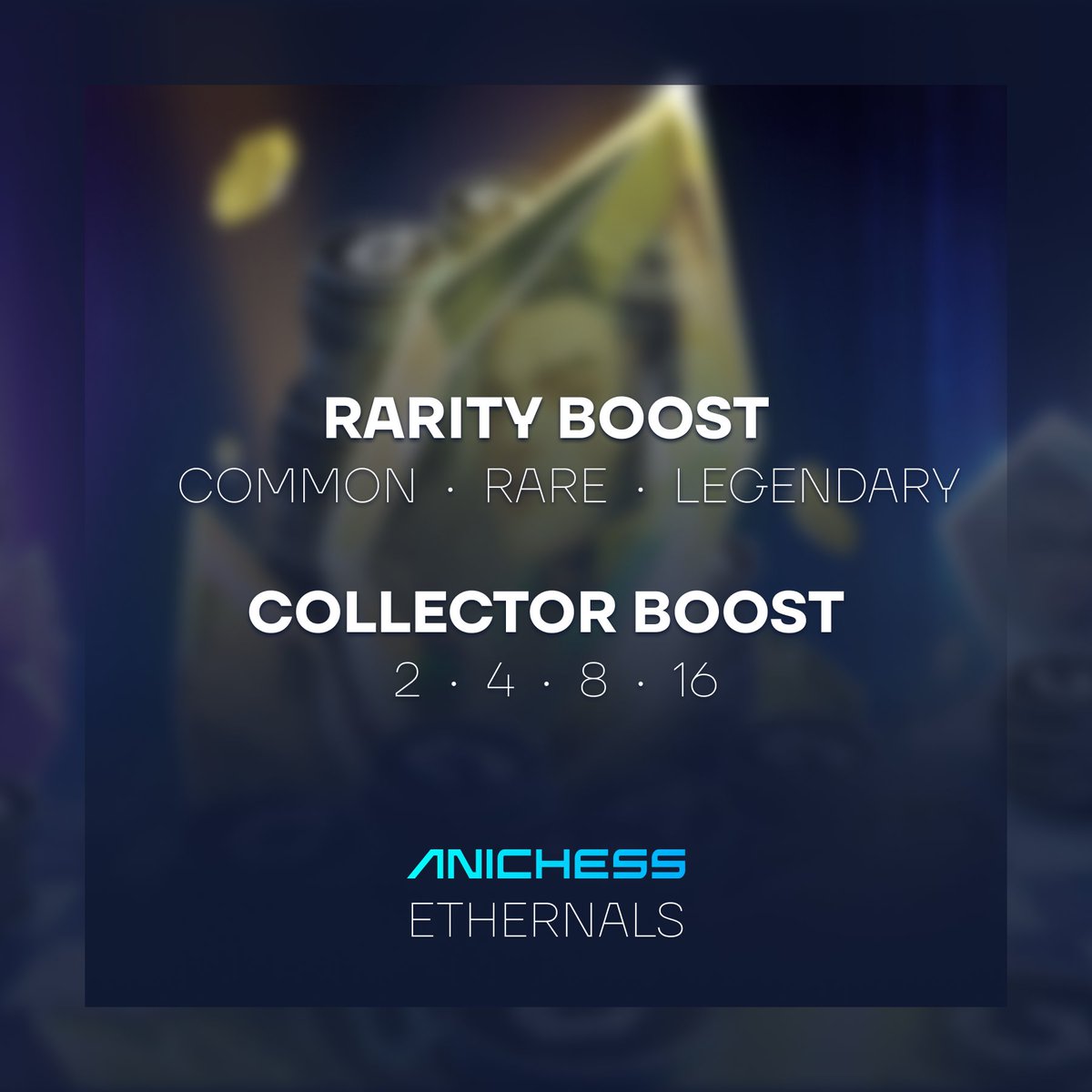 Ethernals now grant two types of $C bonuses:
♟️ Rarity Boost – Rare and Legendary Ethernals come with added $C rewards
♟️ Collector Boost – The more you hold (2 / 4 / 8 / 16), the more $C bonuses you unlock

105 Ethernals carry elemental traits (fire, earth, water, storm, time,