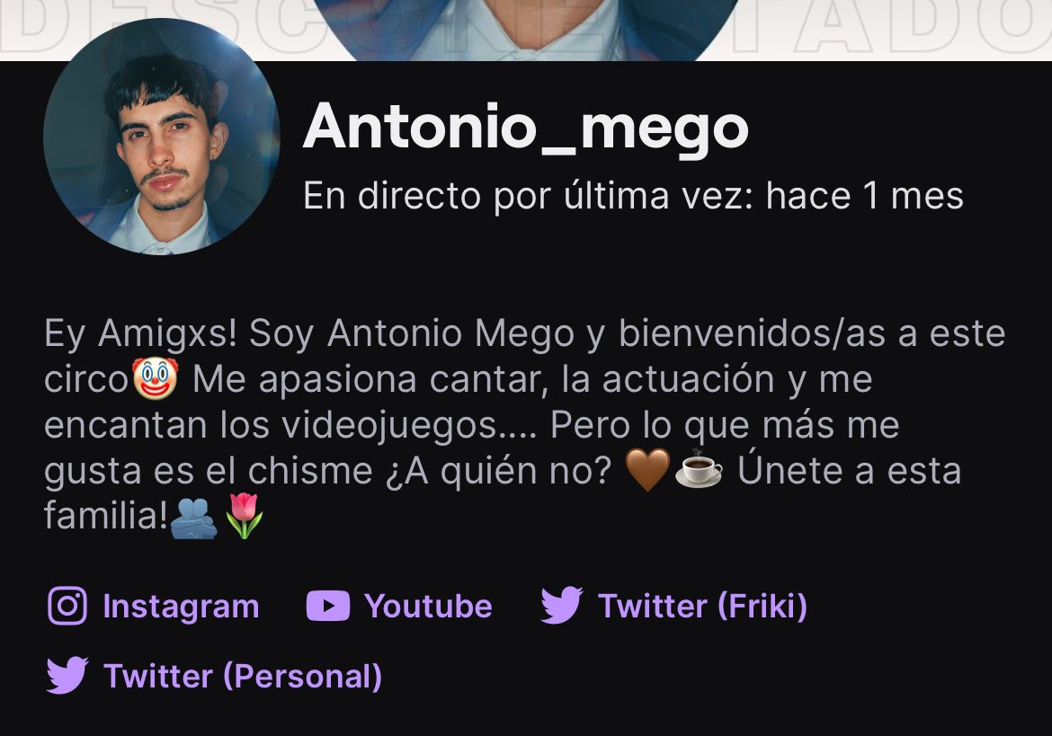 Eyy!! 🙃

Me paso por aquí para recordar que tengo canal de Twitch!! Por si me queréis seguir por allí💜

Me quedan 50 seguidores para los 200🫂

Nos vemos el viernes por allí!! 

twitch.tv/antonio_mego