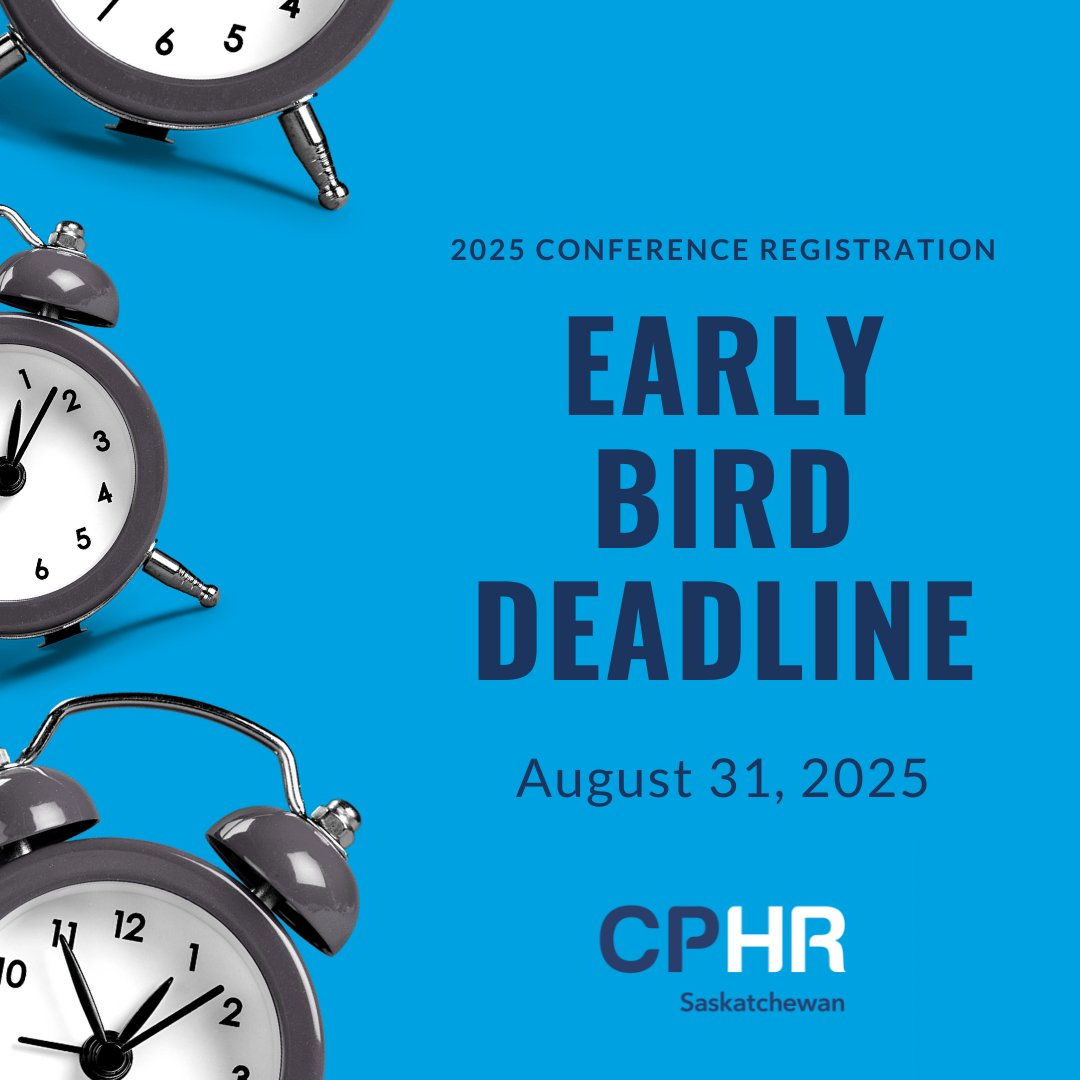CPHRSK's tweet image. Don&apos;t Delay! Get your early bird tickets for the 2025 CPHR Saskatchewan Conference.

Speaker line-up: ow.ly/l5aW50W0U5F
Register today: ow.ly/HBvT50W0U5B

#CPHRSKConference2025 #CPHR #HR #HumanResources #PeopleLeadingBusiness