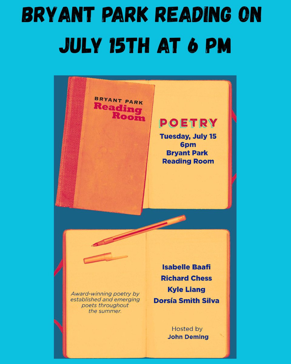 DorsĂa Smith Silva (@dsmithsilva) on Twitter photo NYC Community! I'm reading with some powerful poets at the Bryant Park Reading Room next week on Tuesday, July 15th at 6 pm. If you're around, then please stop by to say hello. Would love to see you! #poetry #poetrylovers #poet #poetrycommunity #writingcommunity <a href="/CavanKerryPress/">CavanKerry Press</a> NYC Community! I'm reading with some powerful poets at the Bryant Park Reading Room next week on Tuesday, July 15th at 6 pm. If you're around, then please stop by to say hello. Would love to see you! #poetry #poetrylovers #poet #poetrycommunity #writingcommunity <a href="/CavanKerryPress/">CavanKerry Press</a>