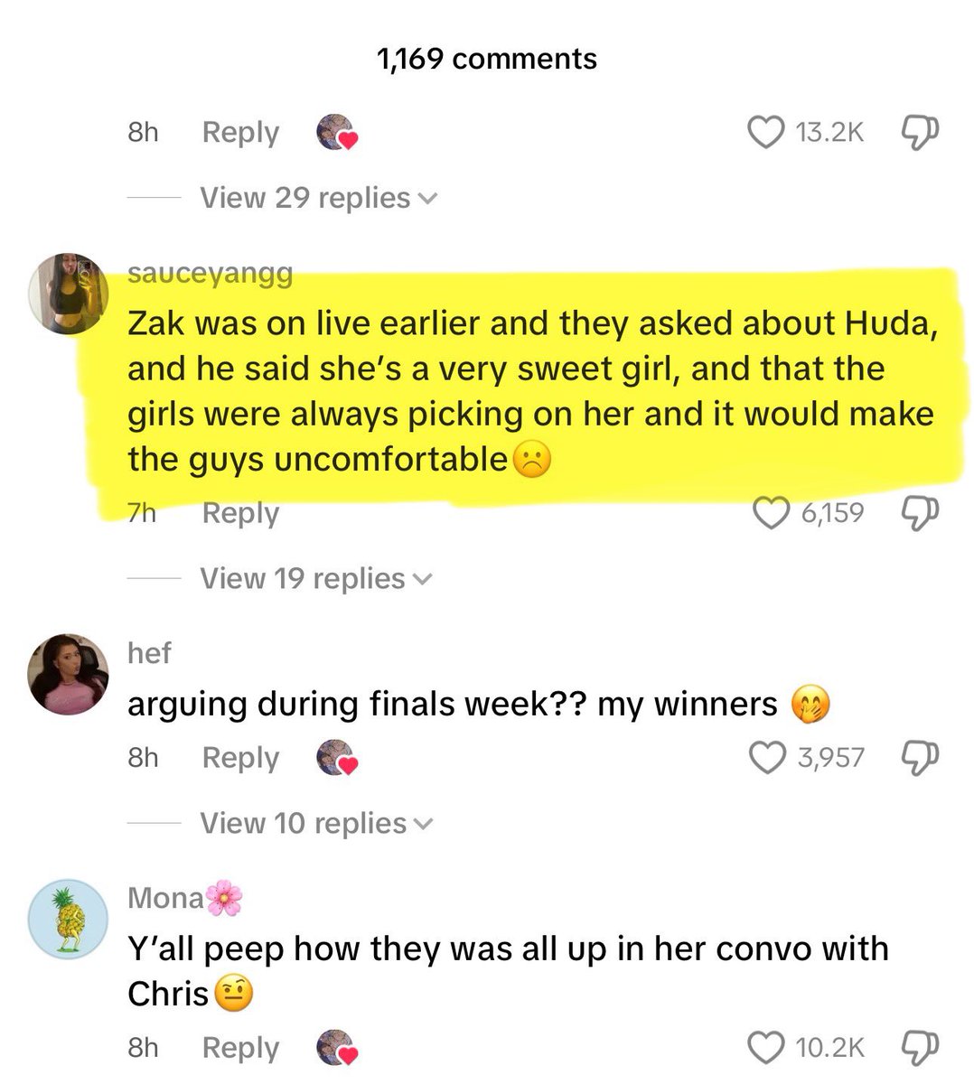 this comment breaks my heart💔

glad Zak confirmed what we all knew. the fact that THE GUYS were uncomfortable because of how huda was treated? you know it was bad. #loveislandusa