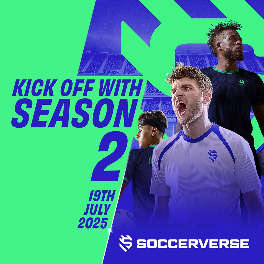IT'S OFFICIAL! 📢 Soccerverse Season 2 begins July 19th! 

✅ Get your crucial transfers done! 
✅ Prepare your tactics for the opener! 
✅ New here? Claim your club NOW!

The pre-season is ON. Everyone Starts at Zero: play.soccerverse.com
