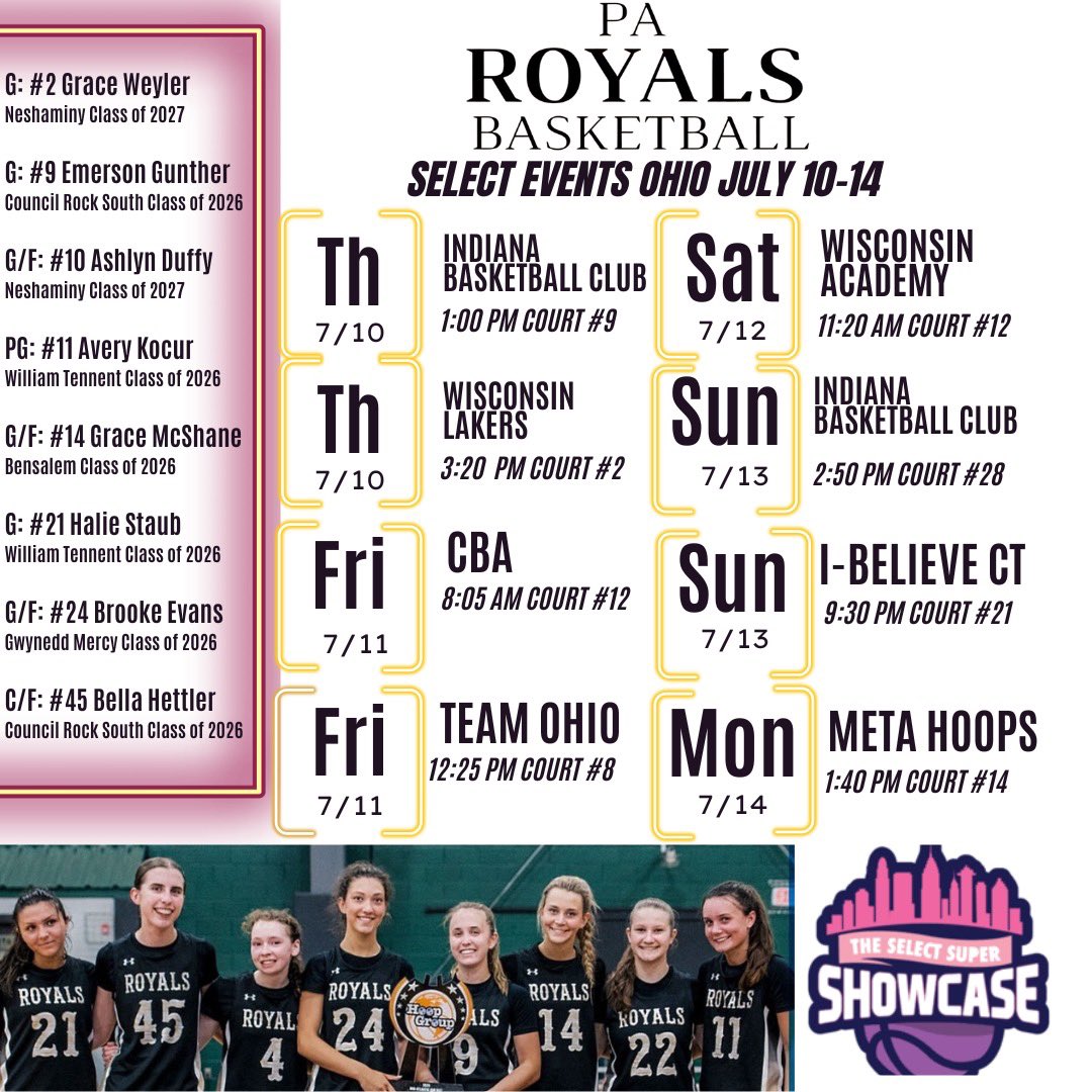 UPDATED Ohio Schedule! Can’t wait to compete with <a href="/PaRoyalsBball/">PA Royals Basketball</a> !!