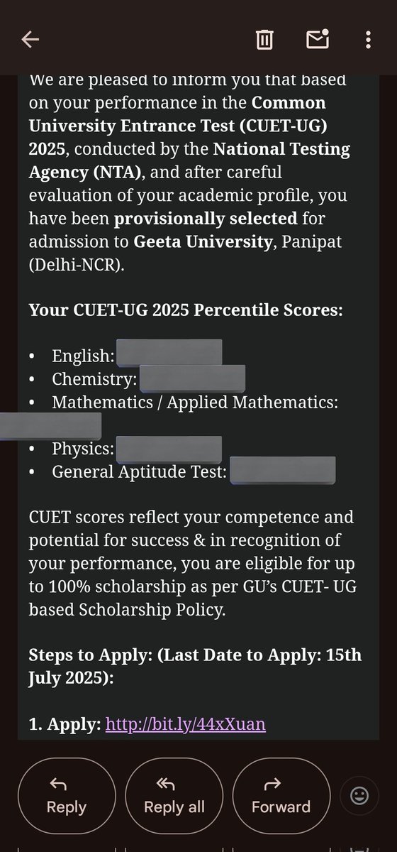 aditya__ftw's tweet photo. hello fellow people who wrote #CUET this year, just a heads up, @NTA_Exams sold our data to this private college, they sent me an email with my percentiles, which no one is supposed to know except me and the people I choose. :D 

#NTA #CUETUG https://t.co/4U0Z3rZUur