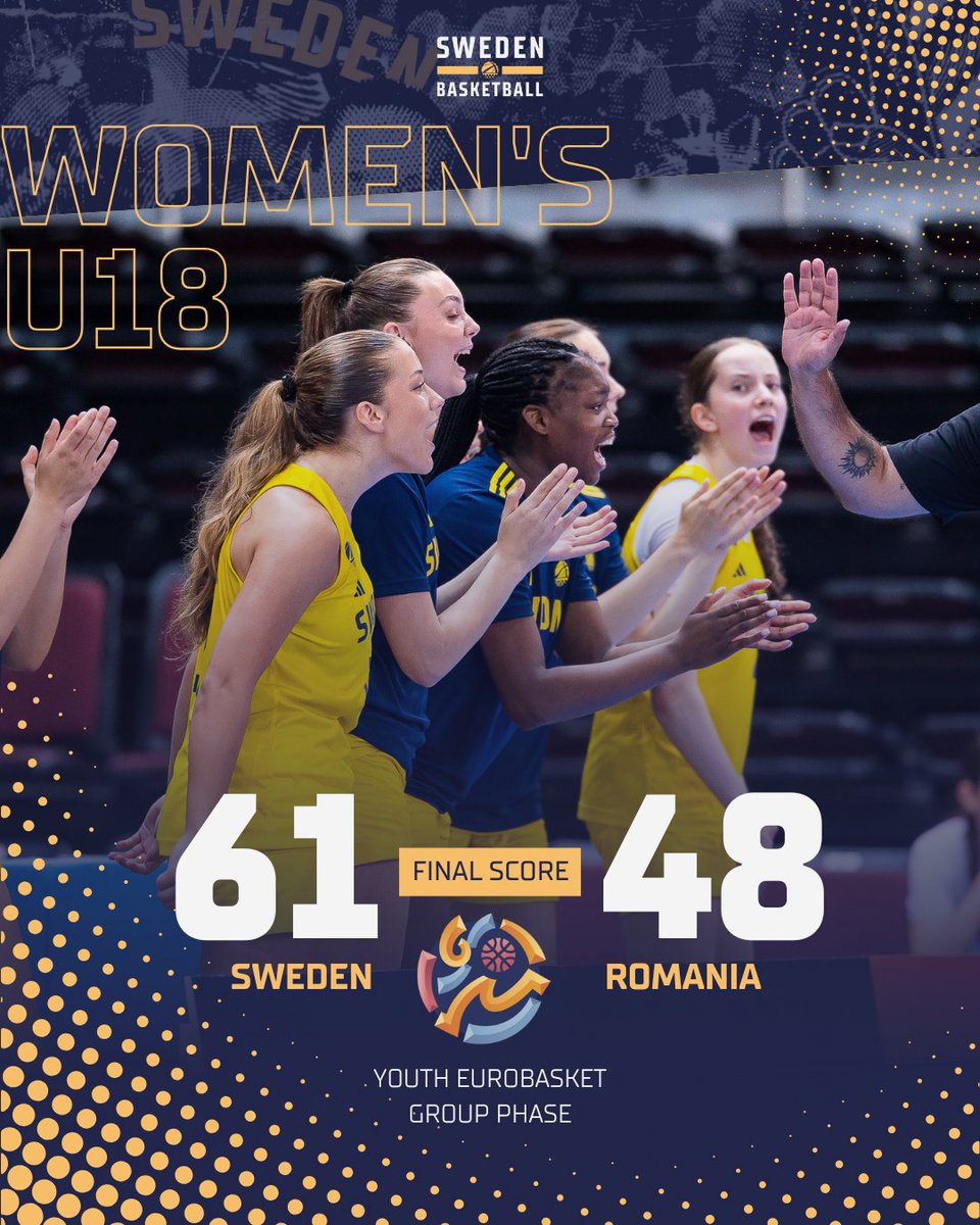 Quarter-Finals, here we come! ✅🇸🇪

The Women’s U18 holds Romania 🇷🇴 to 48 points, never trail, secure the win and the spot in the #U18EuroBasket Playoffs.

Ebba Jägre with 12 PTS &amp; 8 REB, Belize Ibanez Mengüc 11 PTS &amp; 5 REB, Lisen Curman 11 PTS.

📊 Boxscore: