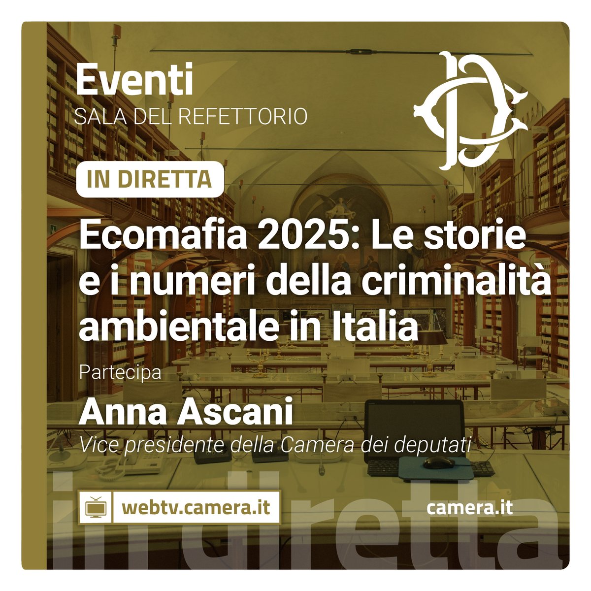 Montecitorio's tweet photo. La presentazione di "#Ecomafia 2025 - Le storie e i numeri della criminalità ambientale in Italia". Saluti della Vicepresidente della Camera, @AnnaAscani.
Segui la diretta: https://t.co/E8CaMfdn8i
#OpenCamera https://t.co/U2qYIMjyfK