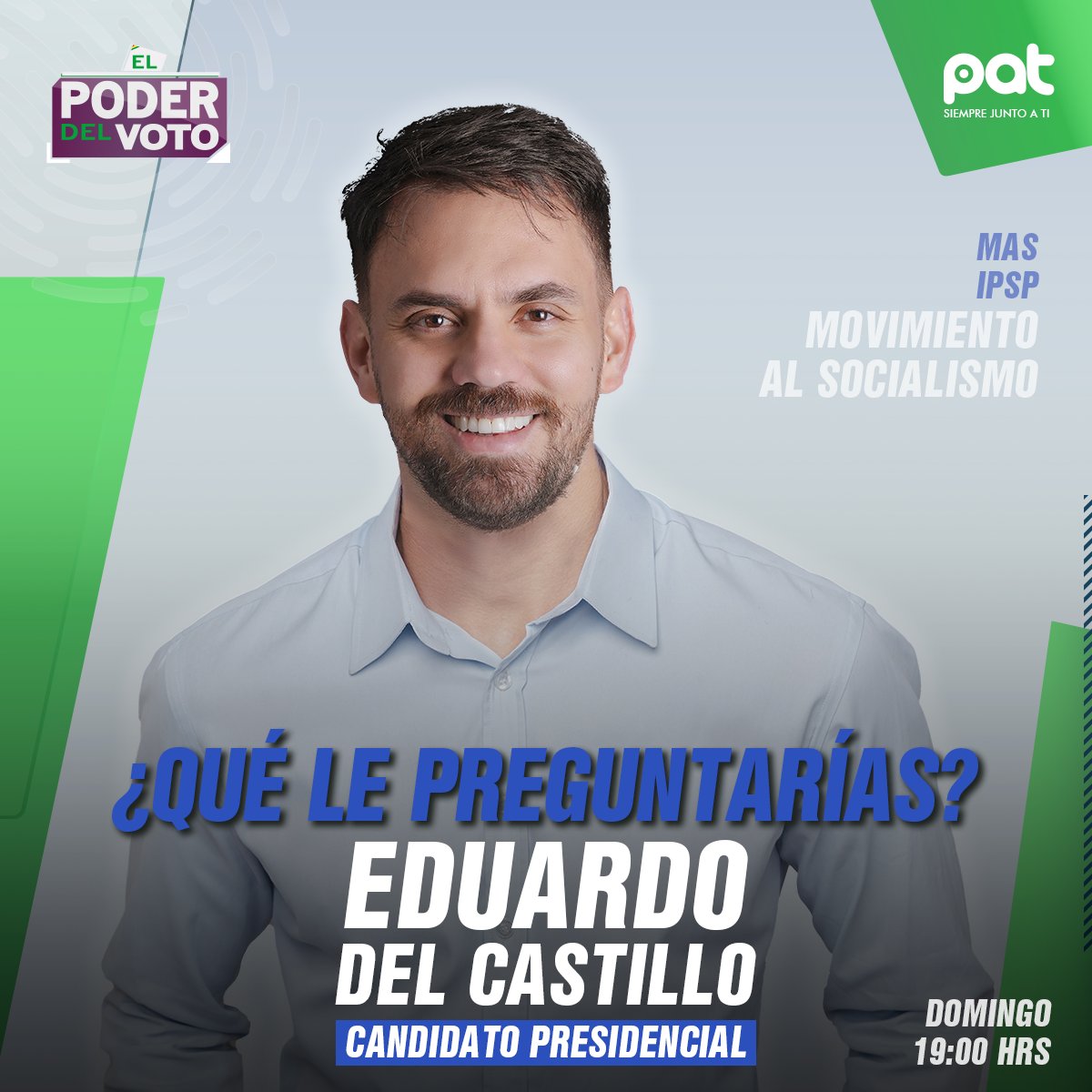 patboliviatv's tweet image. 📷 Este domingo en El Poder del Voto
Eduardo Del Castillo, candidato a la presidencia por el MAS, estará EN VIVO para contarnos su propuesta de gobierno, su visión para Bolivia y cómo enfrentará los desafíos del país.
#PatBolivia #PatDigital #ElPoderDelVoto #EduardoDelCastillo