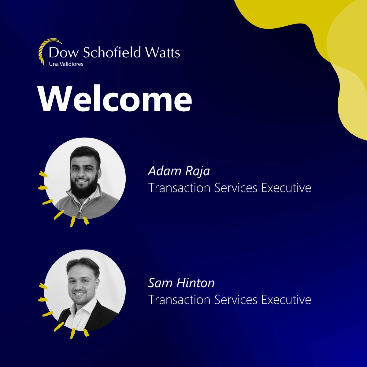 Let's give a warm welcome to Adam Raja and Sam Hinton, who both join our transaction services team in the North West, as Transaction Services Executives!

Read more about Adam's arrival here: dswcapital.com/team/adam-raja/ 

For more on Sam's arrival, read here: dswcapital.com/team/sam-hinto…