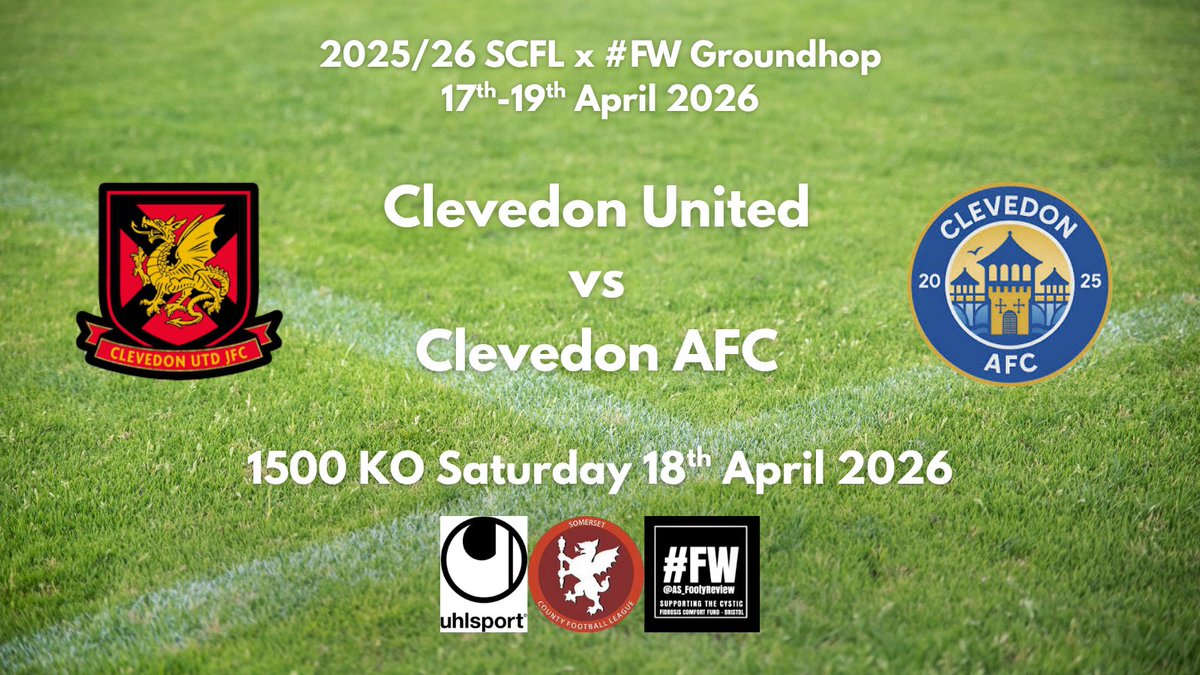 somersetcfl's tweet image. Our THIRD game in the hop is here, and it's a Clevedon clash!

@clevedonunited v @ClevedonAFC is our 3pm KO! Just TWO miles between them, this could be a feisty one! 

Clevedon't miss this one! (sorry)