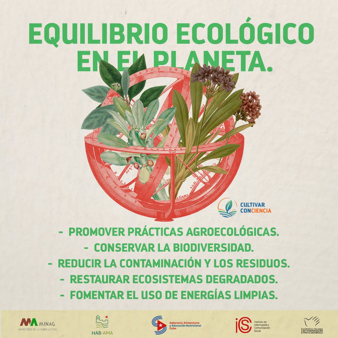 Promover un equilibrio ecológico en el planeta contribuye a la regeneración de los suelos, la circulación del agua y la coexistencia de las especies. 
🔸¿Cómo mantenerlo? Le comentamos. 🌱♻️

#Cuba #SoberaníaAlimentaria #CultivarConciencia