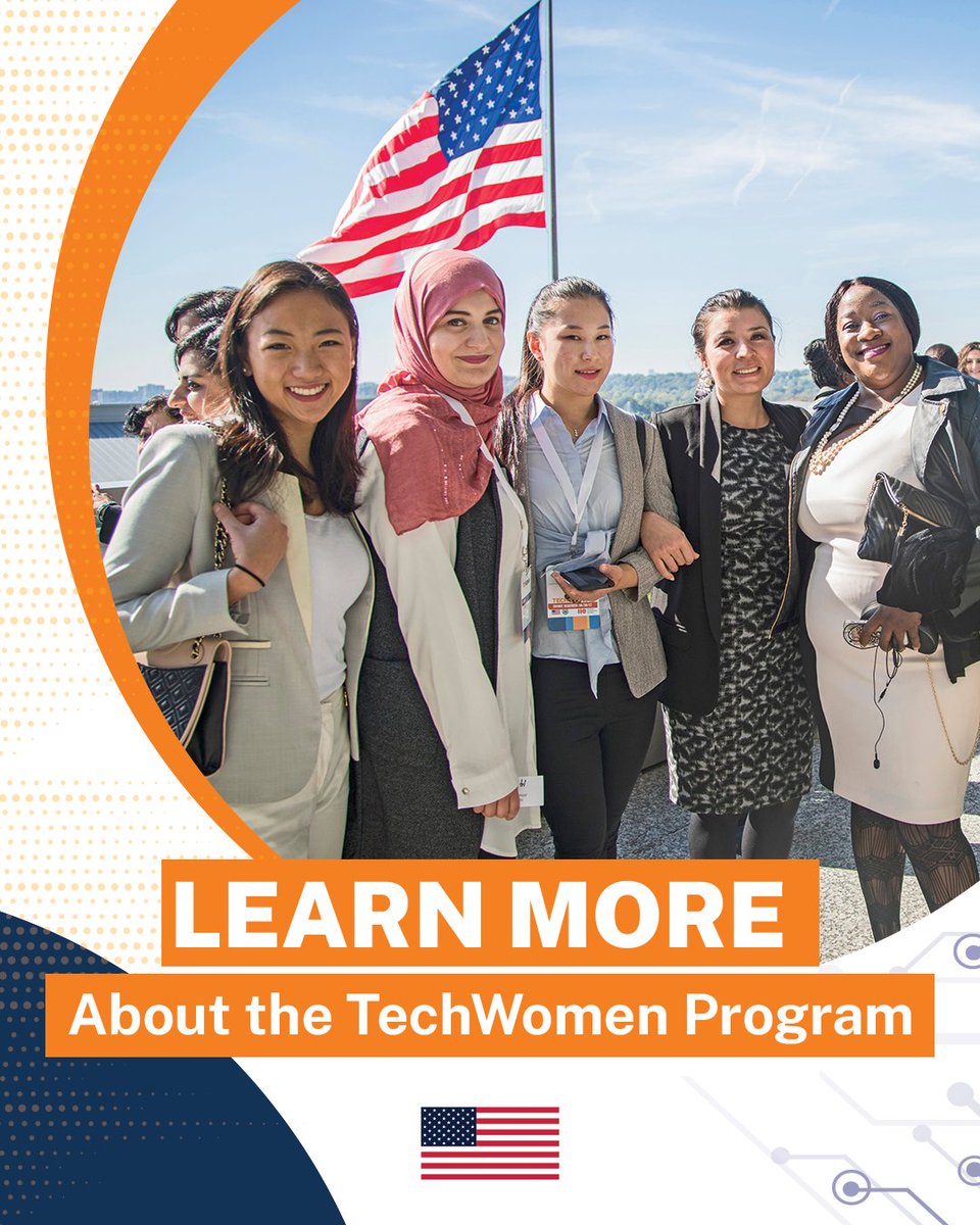 ECAatState's tweet image. When women in STEM from around the world team up with U.S. professionals, everyone benefits.
@StateDept’s @TechWomen program pairs U.S. women in STEM with emerging leaders from Africa, Central & South Asia, and the Middle East for 5 weeks of mentorship and exchange.
The result?…