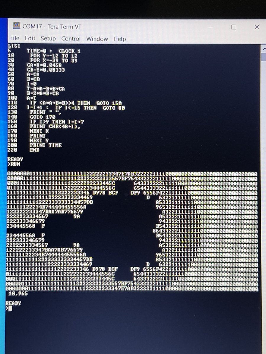 mit41301's tweet photo. 8052 softcore using CYCLONE  IV FPGA #EP4CE6E22C8 running at 48MHz.
 Running #ASCIIART takes 10.965 seconds.
Serial port at 115200 baud on COM17 using USB-TTL. Almost same as CH559 at 48MHz
#altera #cyclone #fpga #softcore #MCS51 #mcs8051 #BASIC52 #i2c #intel #ch552 #ch559 #ch558 https://t.co/dCOVjngJhg