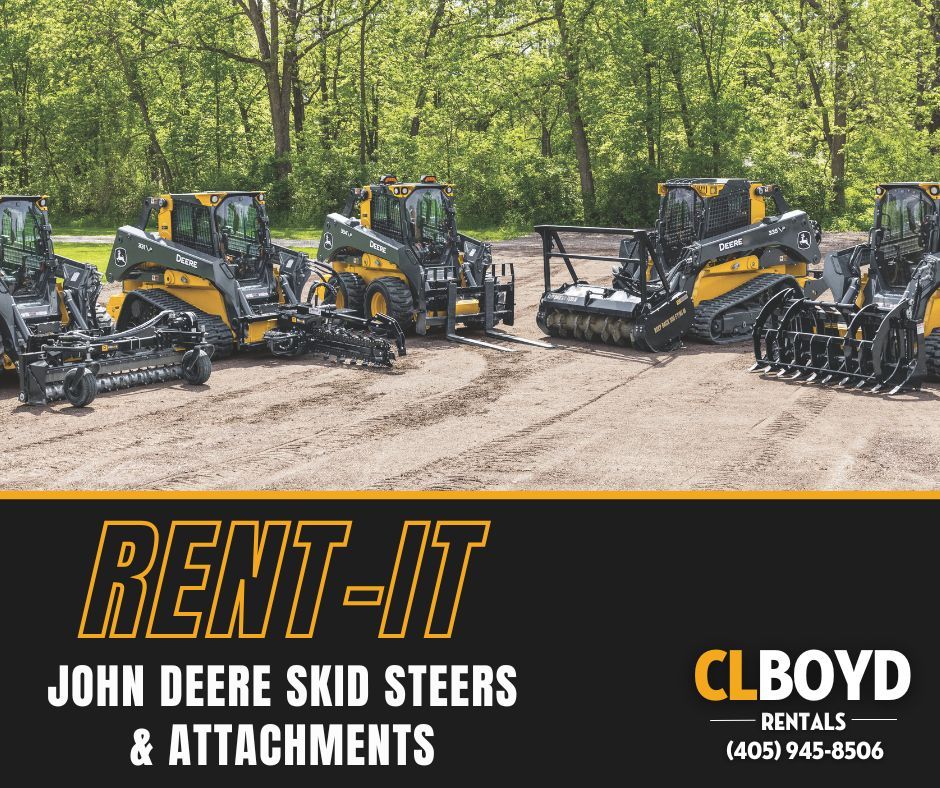 From digging to demo, lifting to land-clearing — John Deere Skid Steers and Quik-Tatch™ attachments are built to do it all.

Stop by or give us a call to reserve your rental today!
#RentItWednesday #CLBoyd #HeavyEquipmentRental