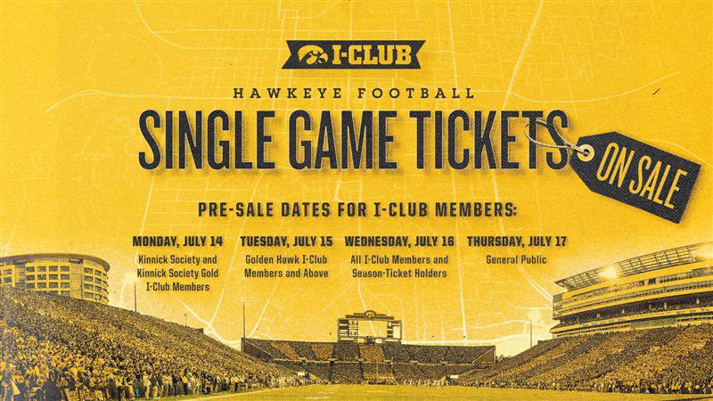 I-Club (@jointheiclub) on Twitter photo Single Game tickets for <a href="/HawkeyeFootball/">Hawkeye Football</a> go on sale NEXT WEEK!!!
I-Club Members get access ahead of the general public based on level, so mark your calendars ๐๏ธโ๏ธ Single Game tickets for <a href="/HawkeyeFootball/">Hawkeye Football</a> go on sale NEXT WEEK!!!
I-Club Members get access ahead of the general public based on level, so mark your calendars ๐๏ธโ๏ธ