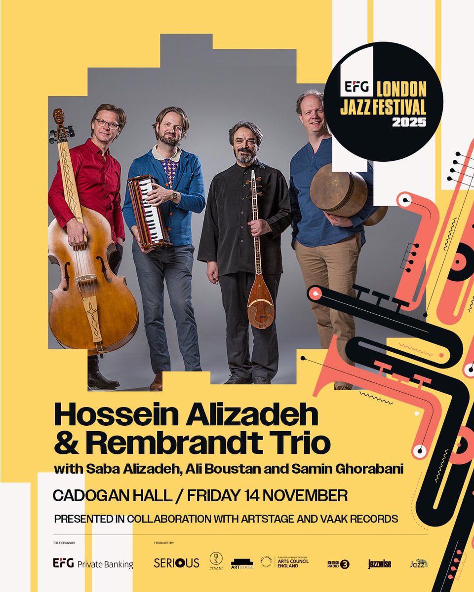 Vaak Records (@vaak_records) on Twitter photo Join us for a special evening of music as Hossein Alizadeh & Rembrandt Trio, featuring Saba Alizadeh and Ali Boustan, perform live at <a href="/cadoganhall/">Cadogan Hall</a> on Friday, 14 November 2025, as part of the <a href="/LondonJazzFest/">EFG London Jazz Festival</a>.
More info: efglondonjazzfestival.org.uk/events/hossein… Join us for a special evening of music as Hossein Alizadeh & Rembrandt Trio, featuring Saba Alizadeh and Ali Boustan, perform live at <a href="/cadoganhall/">Cadogan Hall</a> on Friday, 14 November 2025, as part of the <a href="/LondonJazzFest/">EFG London Jazz Festival</a>.
More info: efglondonjazzfestival.org.uk/events/hossein…