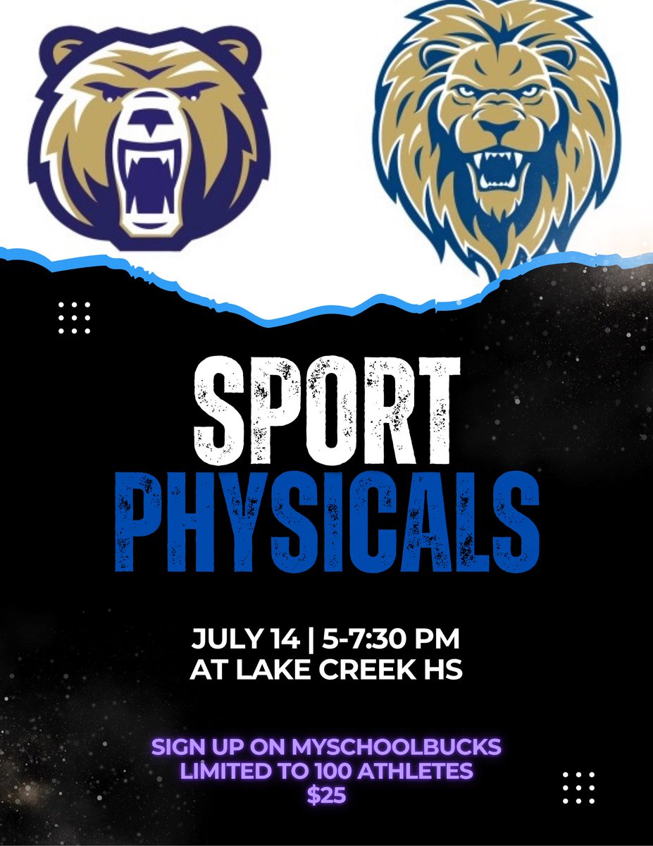 Next Monday we are offering one more chance to get your physical done at school. Make sure to secure a spot on MySchoolBucks.