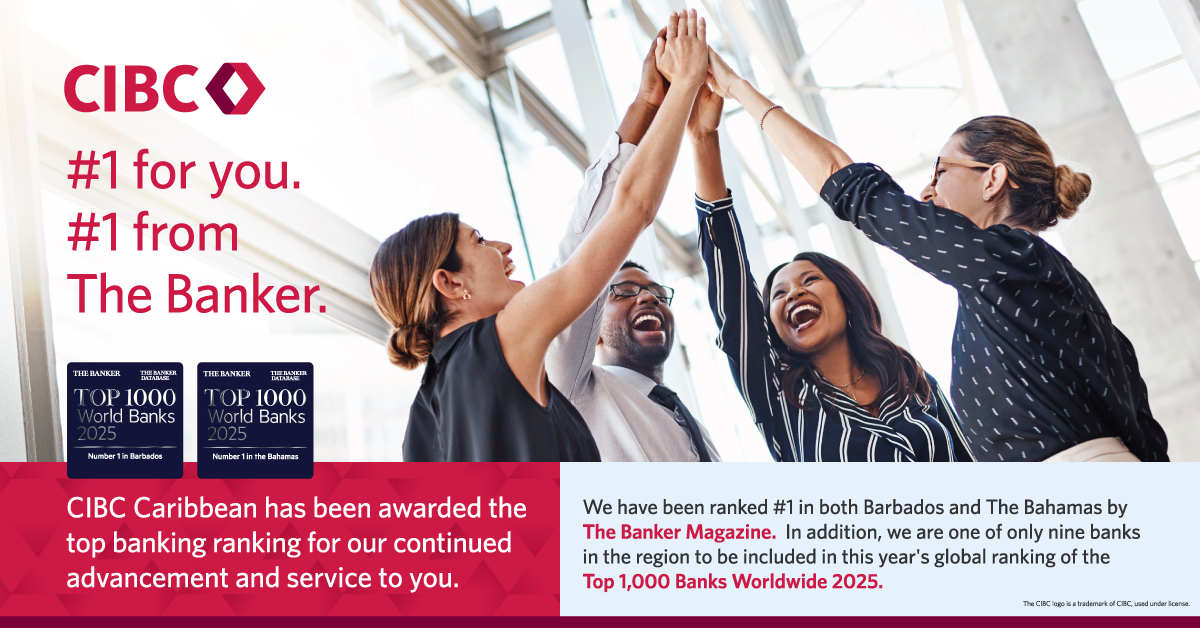 We have been ranked the #1 bank in The Bahamas and Barbados by The Banker Magazine. We're also one of only 9 regional banks on the Top 1000 World Banks list, landing at #4 in the Caribbean. Thanks to our clients &amp; teams, the future is bright!