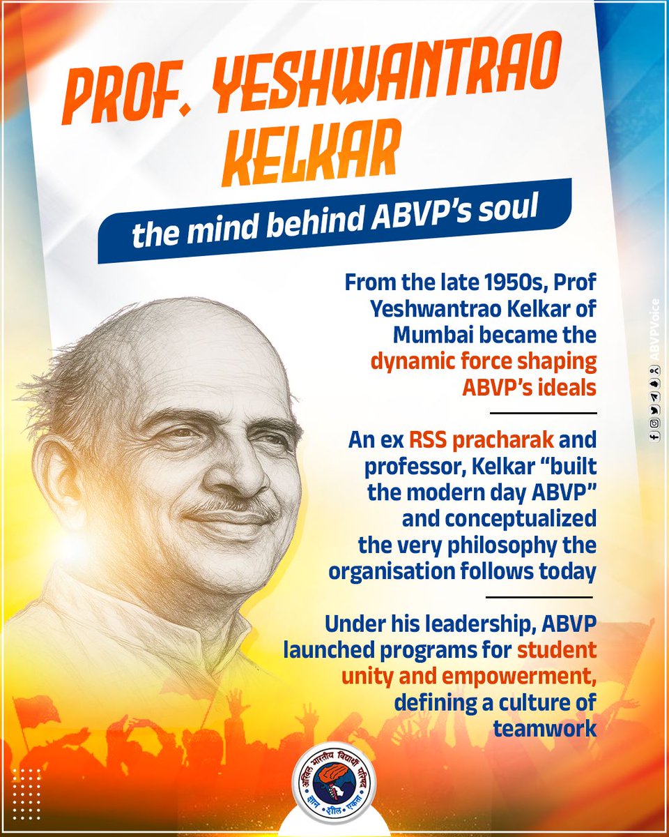 ABVPVoice's tweet photo. Not just to protest, but to serve, to unite, and to awaken cultural confidence.

77 years later, the mission continues. Today’s students are not just citizens of today, they are the heartbeat of Bharat. #77YearsOfABVP
#NationalStudentsDay https://t.co/MioAhxC3Xg