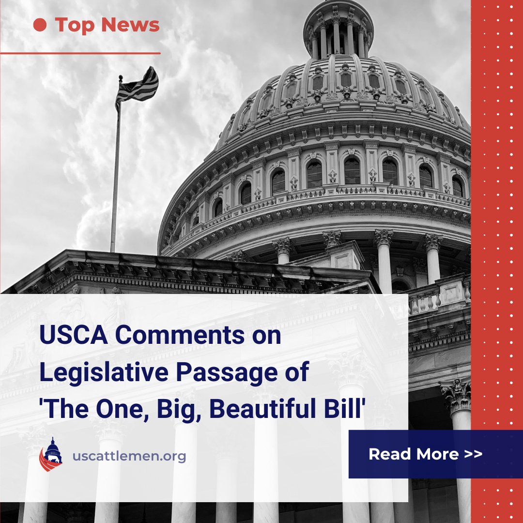 The bill includes several provisions critical to the U.S. livestock industry: 

🔴  Livestock Indemnity Program 
⚪  Livestock Forage Disaster Program 
🔵  Emergency Assistance 
⚪  Death Tax 
🔴  Foreign Animal Disease Prevention 

uscattlemen.org/usca-comments-…