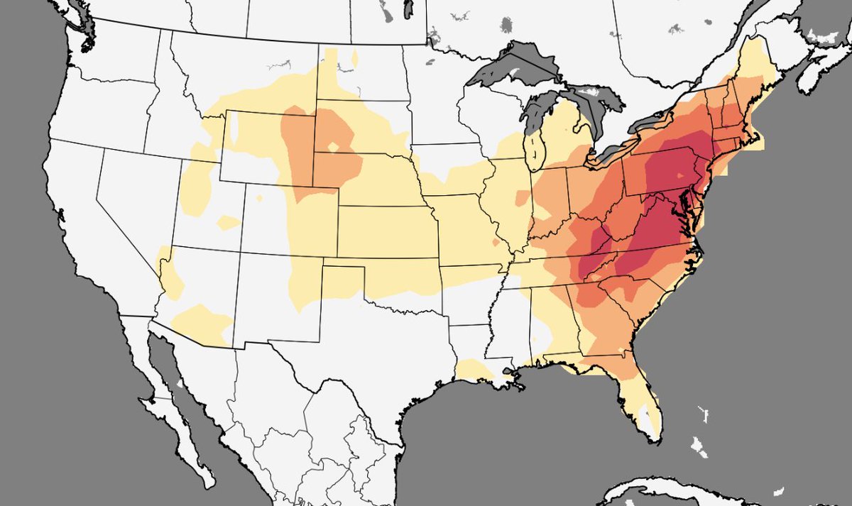 Models are showing a large ridge developing over the eastern U.S. as we head into next week. These setups often lead to an increase in severe weather potential toward the end of the pattern, and current guidance is hinting at that possibility later next week. Still far out.