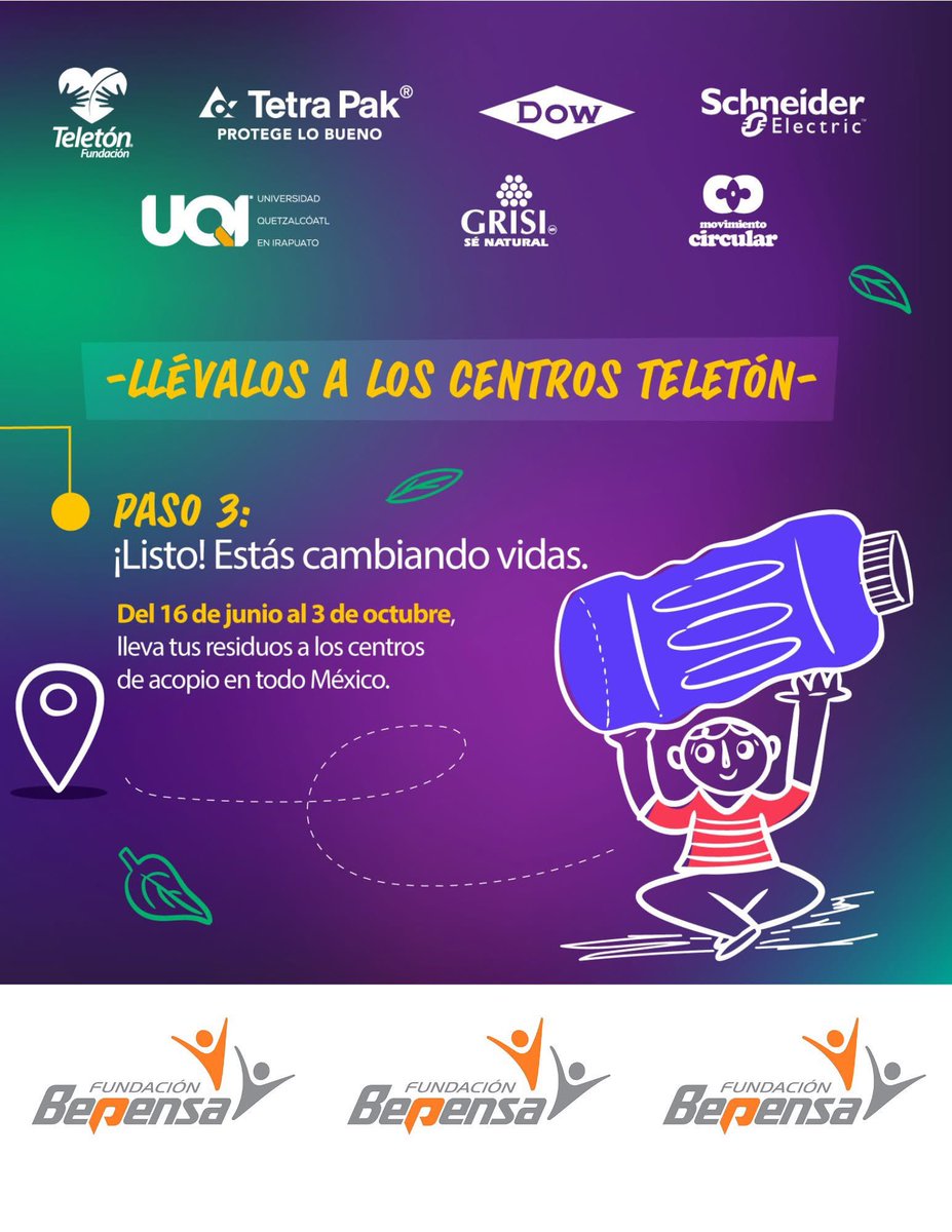 ¡El Reciclatón 2025 ya comenzó!
Lleva tus residuos de PET, HDPE, aluminio y Tetra Pak a los Centros Teletón. 
¡Participa y cambia vidas!
<a href="/tetrapak/">Tetra Pak</a> @Dow @SchneiderElectric @quetzales_uqi @GrupoGrisi <a href="/FundBepensa/">Fundación Bepensa</a> <a href="/TeletonMexico/">Teletón México</a>