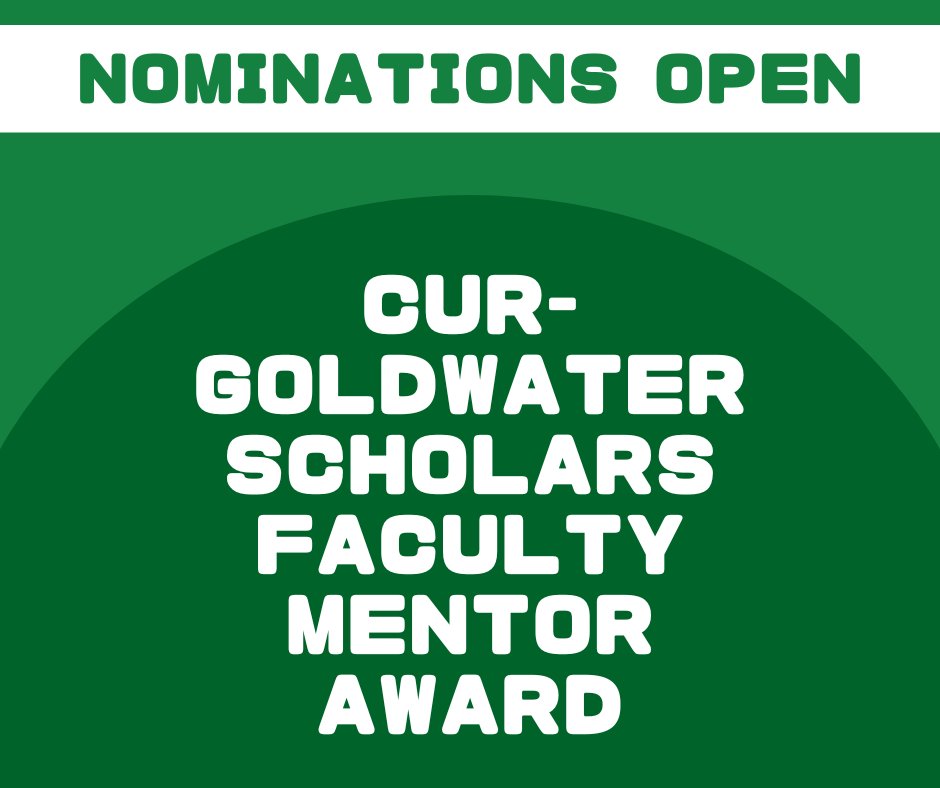 CURinAction's tweet image. CUR is now accepting nominations for the CUR-Goldwater Faculty Mentor Award.
More about the award and the nominations process at cur.org/membership-com…