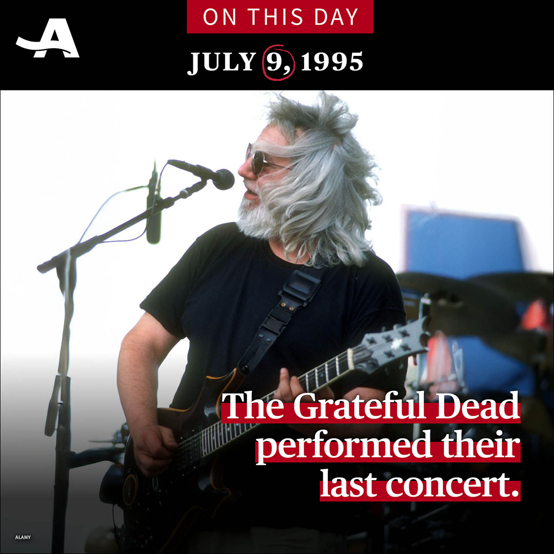 AARP's tweet image. On this day in 1995, Jerry Garcia, Bob Weir, Phil Lesh, Mickey Hart, Bill Kreutzmann, and Vince Welnick played their last concert together as the Grateful Dead. The long, strange trip would came to an end with the death of Jerry Garcia exactly one month later.
