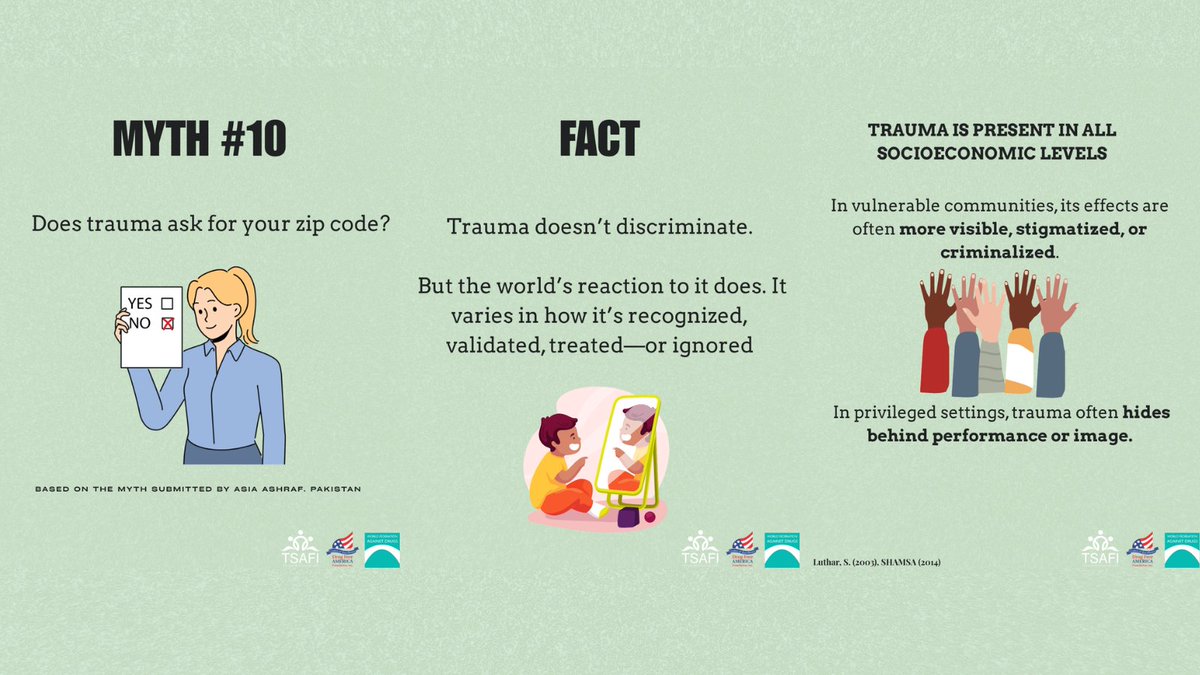 DrugFreeAmerica's tweet image. TSAFI received so many myths—some subtle, others deeply rooted in culture, stigma, or silence that it is launching Series 2: Beyond the Shadows — a new chapter where more myths continue to be debunked with science, empathy, and lived experience.
instagram.com/tsafi_traumaan…