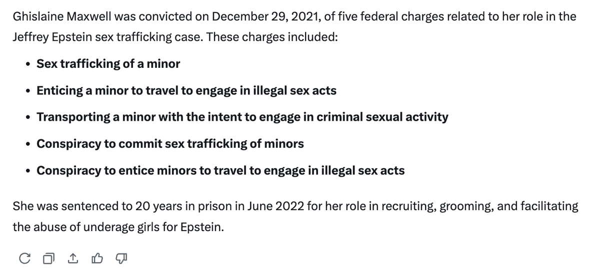 Pam Bondi &amp; DOJ have 3 choices: 

Petition for the release of Gishlain Maxwell because there is no evidence of Epstein's crimes

Explain Maxwell acted alone, trafficked the girls for her own perversions, in which case they drop the conspiracy charge.

Tell the ACTUAL Truth