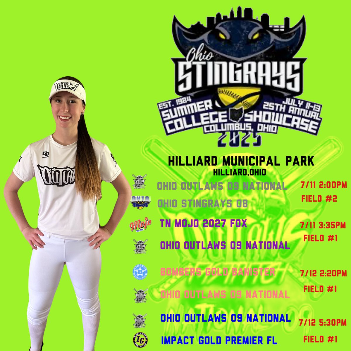 Whitney Davis (@whitneydavis_sb) on Twitter photo This weekend we (Ohio Outlaws 09 National Leggins/Wolff) travel to Columbus, Ohio to compete in the Stingrays Summer College Showcase!
🥎💪☠️<a href="/Outlaws09Nat/">Ohio Outlaws 09 National Leggins</a> <a href="/theohiooutlaws/">Ohio Outlaws</a> <a href="/PrepSoftball/">Prep Softball 🥎</a> <a href="/HokiesSoftball/">Virginia Tech Softball</a> <a href="/VTechSBcoach/">Pete</a> <a href="/michaellew10/">Mike Lewis</a> <a href="/jjpower19/">Joshua Johnson, PhD</a> <a href="/HuemulMata/">Huemul Mata</a> <a href="/Vol_Softball/">Tennessee Softball</a> <a href="/KarenWeekly/">Karen Weekly</a> This weekend we (Ohio Outlaws 09 National Leggins/Wolff) travel to Columbus, Ohio to compete in the Stingrays Summer College Showcase!
🥎💪☠️<a href="/Outlaws09Nat/">Ohio Outlaws 09 National Leggins</a> <a href="/theohiooutlaws/">Ohio Outlaws</a> <a href="/PrepSoftball/">Prep Softball 🥎</a> <a href="/HokiesSoftball/">Virginia Tech Softball</a> <a href="/VTechSBcoach/">Pete</a> <a href="/michaellew10/">Mike Lewis</a> <a href="/jjpower19/">Joshua Johnson, PhD</a> <a href="/HuemulMata/">Huemul Mata</a> <a href="/Vol_Softball/">Tennessee Softball</a> <a href="/KarenWeekly/">Karen Weekly</a>