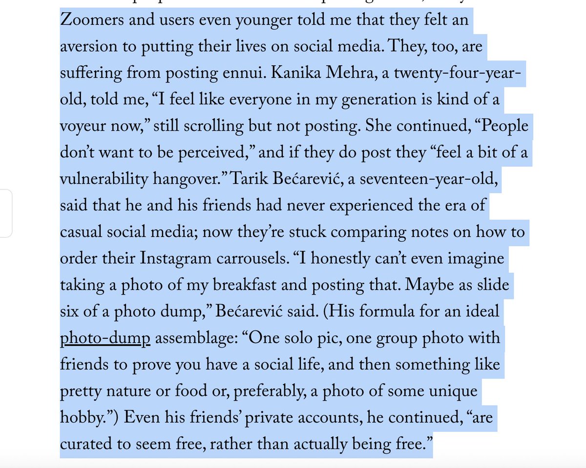 Kyle Chayka (@chaykak) on Twitter photo my <a href="/NewYorker/">The New Yorker</a> column this week is on Posting Ennui: social media is becoming so noisy, fraught, and mediated by AI and algorithms that average users aren't feeling like posting as much. What happens when the internet runs out of mundane content? my <a href="/NewYorker/">The New Yorker</a> column this week is on Posting Ennui: social media is becoming so noisy, fraught, and mediated by AI and algorithms that average users aren't feeling like posting as much. What happens when the internet runs out of mundane content?