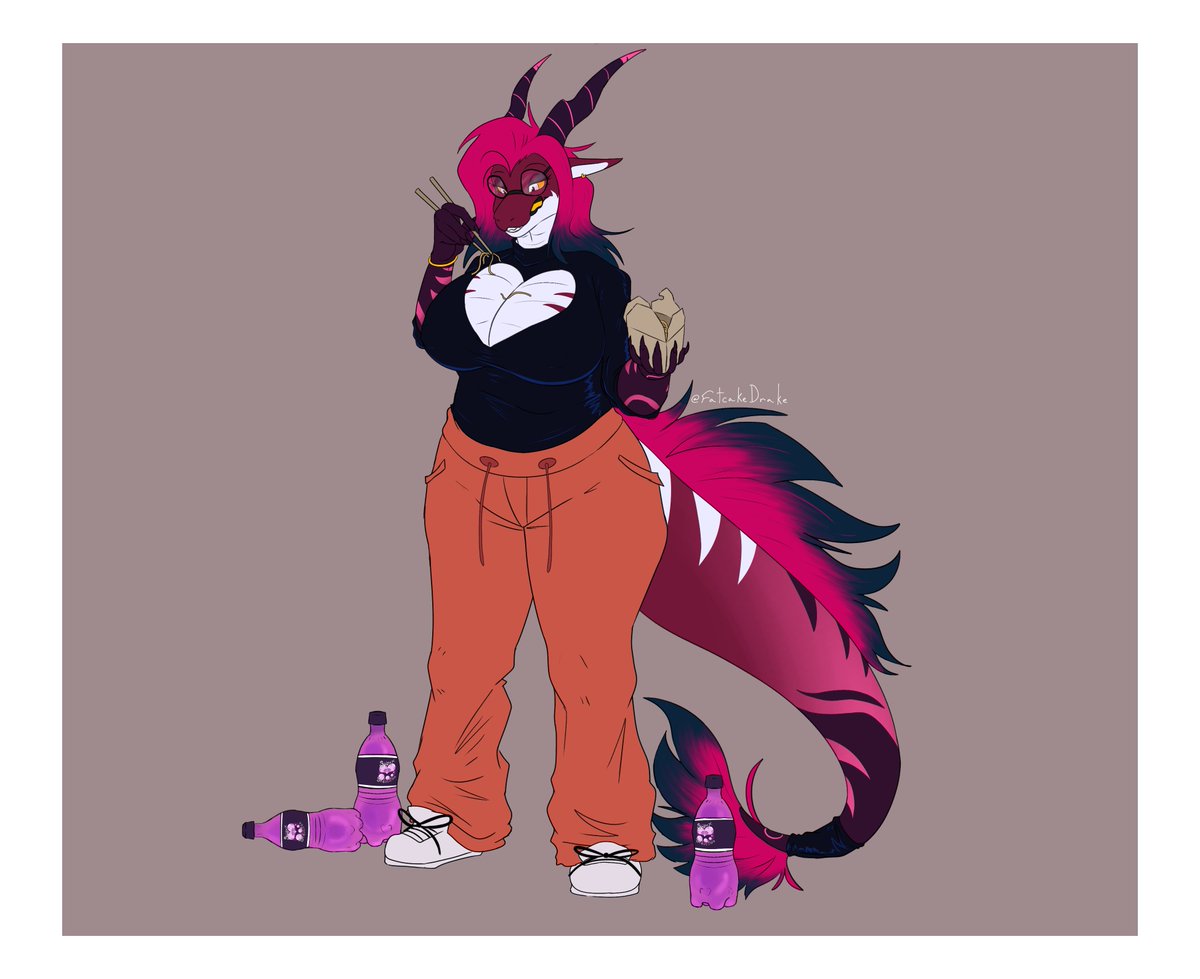 FatCakeDrake's tweet photo. CW: Weight Gain, lactation
Such sugary drinks can be addicting, and in some cases, lead to some bad habits~ (4/8)  

HUGE Commission for @/mediocreking.bsky.social! https://t.co/wEnVuioFzR