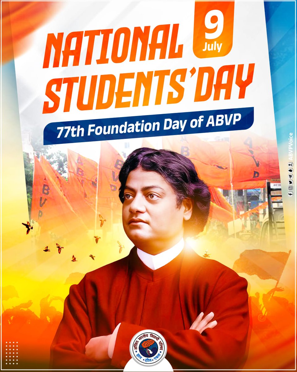 ABVPVoice's tweet photo. #ABVPExplains : On this day in 1949, began a journey to rebuild Bharat through its students. From resisting the Emergency’s darkness to shaping education debates, from river cleanups to tribal literacy, ABVP’s story is a saga of fearless youth rising for Bharat. https://t.co/r00Cj6eV42