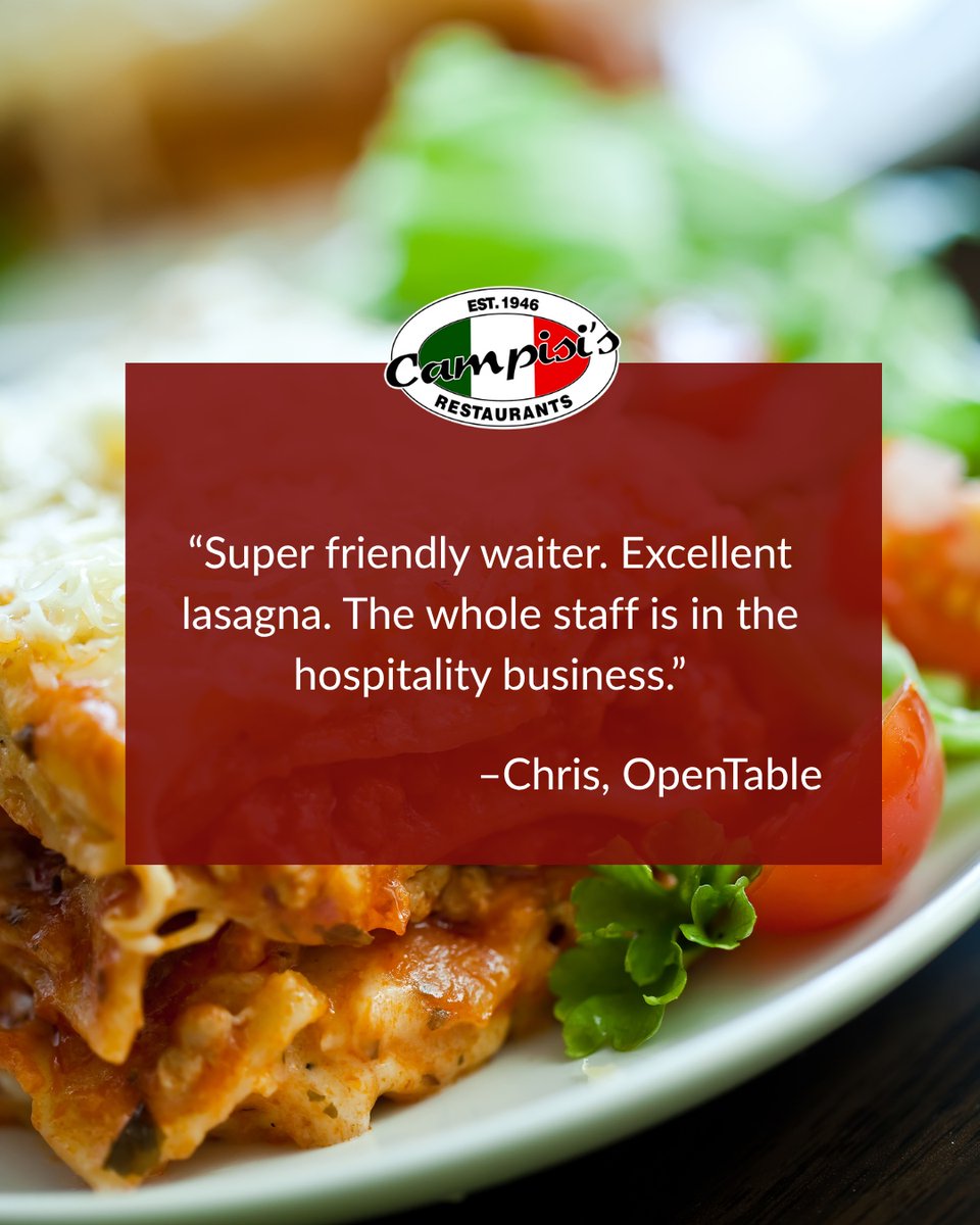 Thank you for such a kind, 5-star review, Chris! We love our Campisi’s family, and we do our best to provide top-notch hospitality to all our guests. 😁 #Review #Campisis #CampisisPizza #DFWfoodies #DallasEats #DallasLunch #DallasFood #DallasFoodies