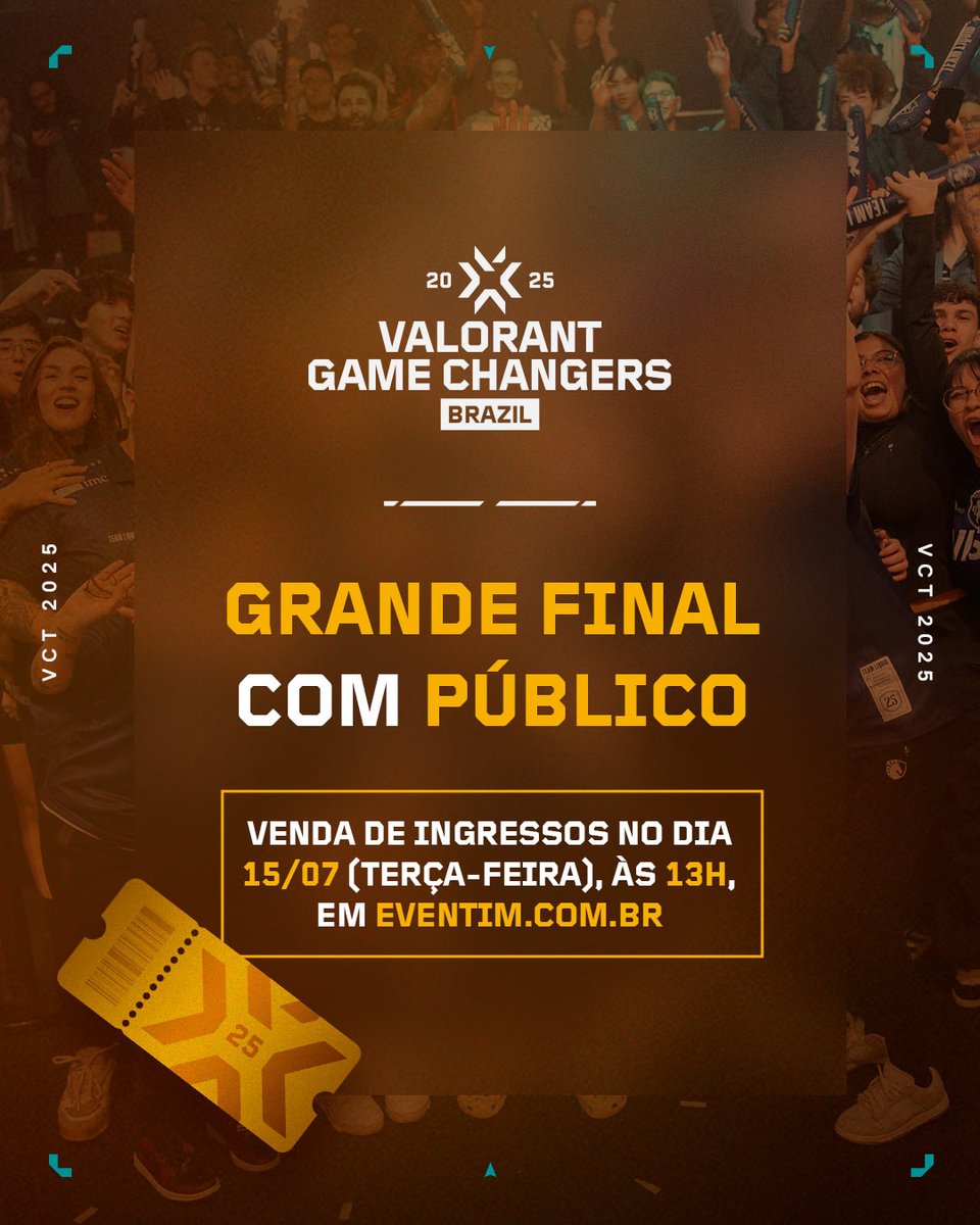 Teremos Grande Final com público também na Etapa 2 do #VCTGameChangers! 🔥

A venda dos ingressos será através do site eventim.com.br, na próxima terça, dia 15/07, a partir das 13h.

Cadastre-se com antecedência e acompanhe todas as novidades em nossas redes!