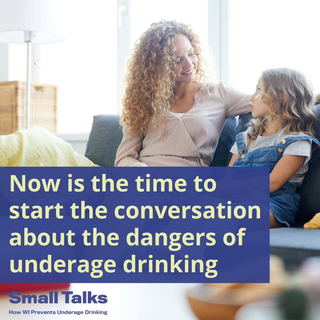 DHSWI's tweet image. Join the thousands of adults across Wisconsin having #SmallTalksWI with kids about #alcohol and the dangers of underage #drinking: dhs.wisconsin.gov/small-talks/st…