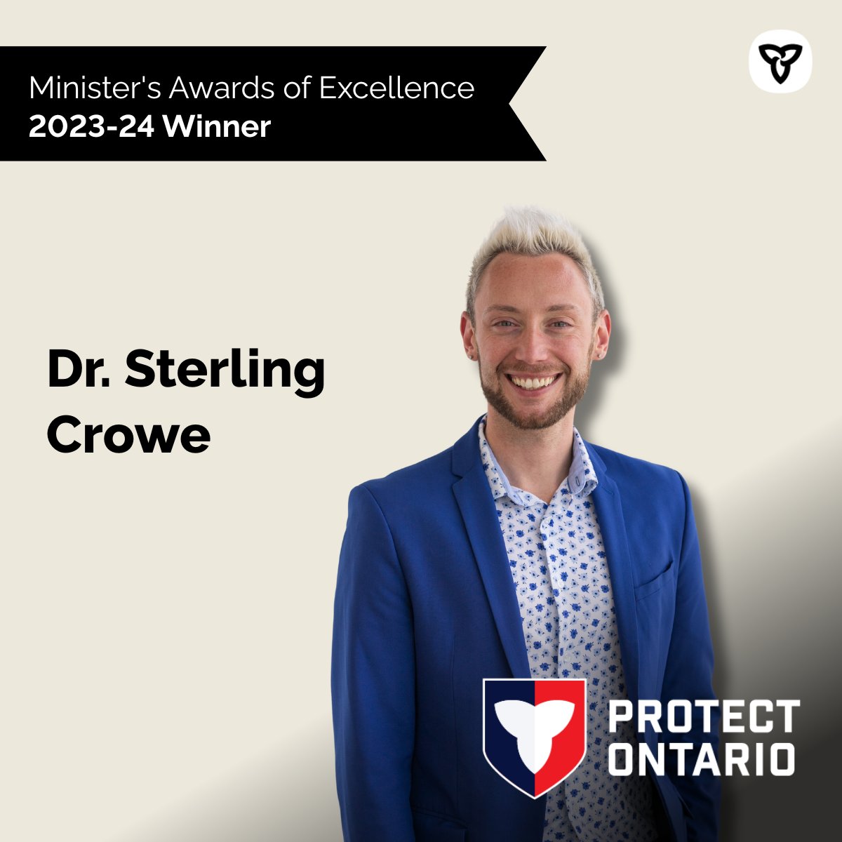 🌟 Congratulations to Dr. Sterling Crowe from Humber Polytechnic on receiving a Minister’s Award of Excellence in the Equality of Opportunity category!