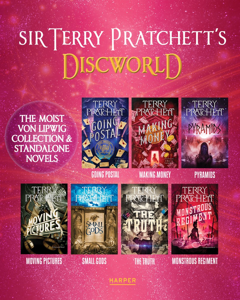 We’re excited to share our next set of the Terry Pratchett reissues: The Moist Von Lipwig collection and Discworld standalone novels! ✨ Add these gorgeous paperback reissues to your collection now, and explore more from Terry Pratchett’s Discworld: bit.ly/46zo0Tw
