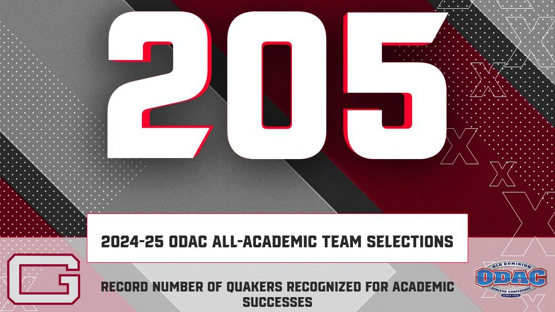 𝓐 𝓡𝓮𝓬𝓸𝓻𝓭 𝓨𝓮𝓪𝓻! 🎉🎉🎉

2⃣0⃣5⃣ Quakers Selected to 2024-25 <a href="/odacathletics/">ODAC</a> All-Academic Team!

Shatters the previous department record of 182 honorees in 2019-20.

📰: bit.ly/3GxOMBd

#GoQuakes