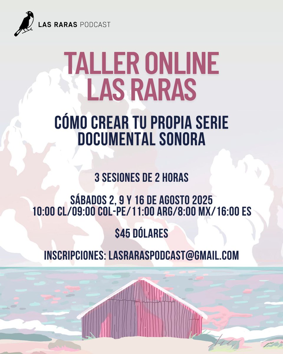 lasraraspodcast's tweet photo. ¡Lanzamos taller online!

Para celebrar nuestros 10 años haremos una versión online de nuestro taller “Cómo crear tu propia serie documental sonora”.

¡Para amantes del podcast documental, no se necesita preparación previa!

Inscríbanse: lasraraspodcast@gmail.com <3

Info aquí 👇 https://t.co/TTl106InNr