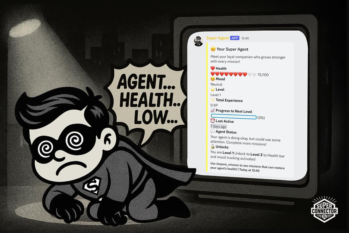 Did you know? Your agent has a health bar. 🔋

Think of it like a Tamagotchi.
Feed it with missions.
Play with it by showing up.

The more you engage, the smarter, sharper, and healthier it becomes. The more you interact, the better it gets at routing you the good stuff.

Trust