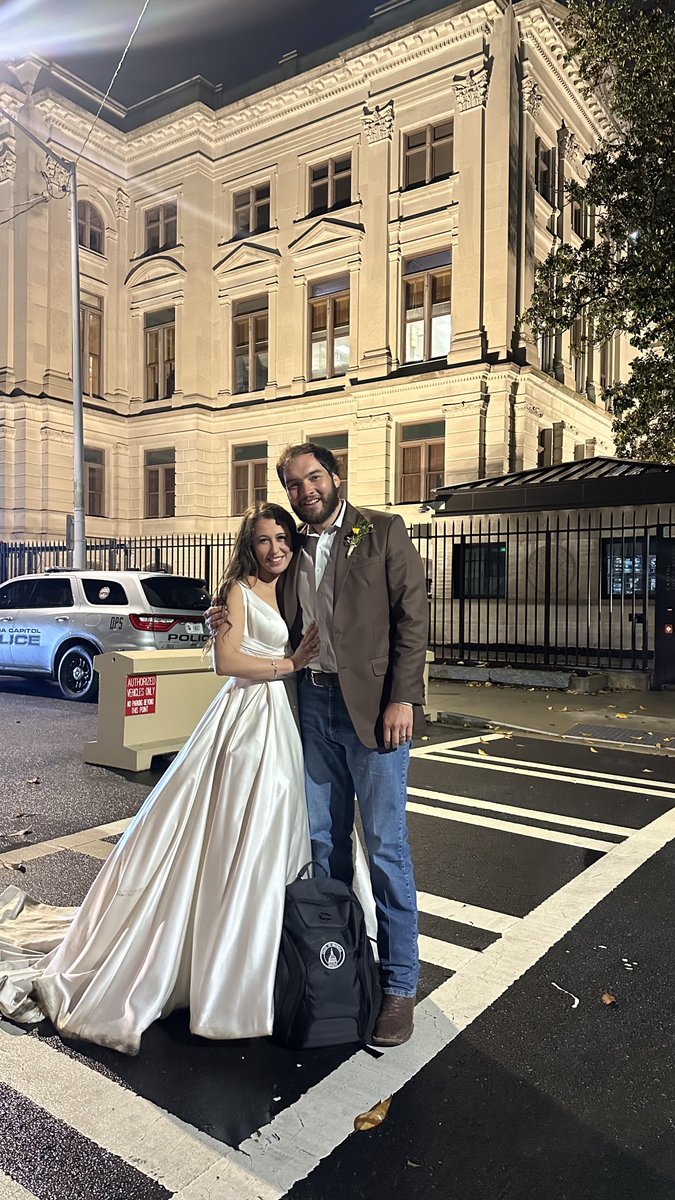 realColtonMoore's tweet image. A lot of people have been asking me where I’ve been …
Well, I married my soulmate Hailey Ann Smith, and we’ve been building a life together at The Mary Rose Farm while we keep fighting for Georgia’s freedom. 📷
From a rainy May wedding with farm-raised brisket and fiddle…